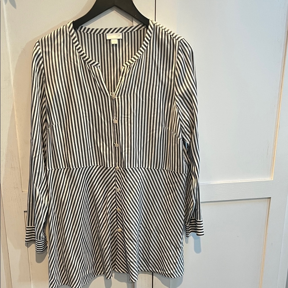 J. Jill Grey and White Striped Blouse